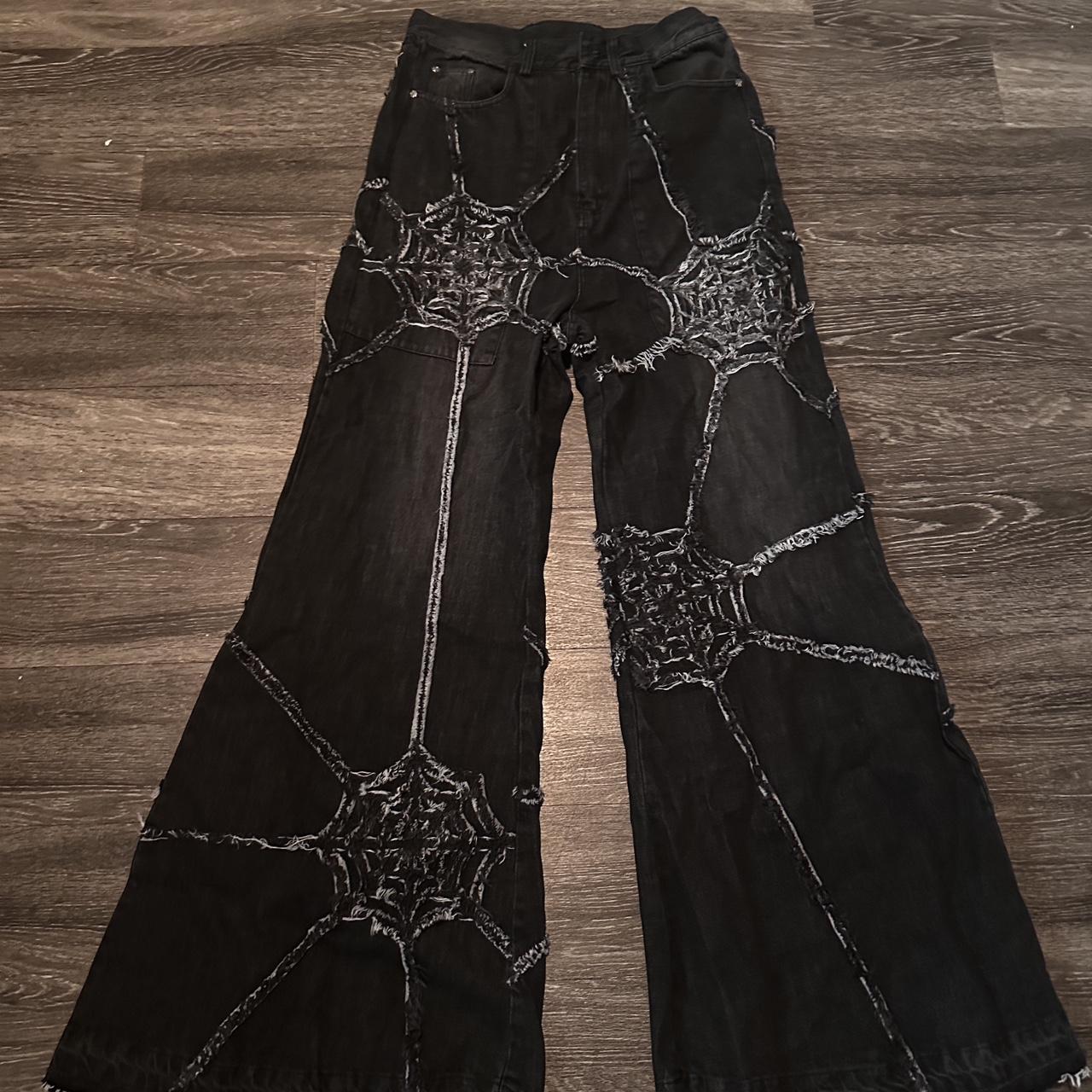 Distressed Spider Web Denim Baggy Hemmed Worn By Depop