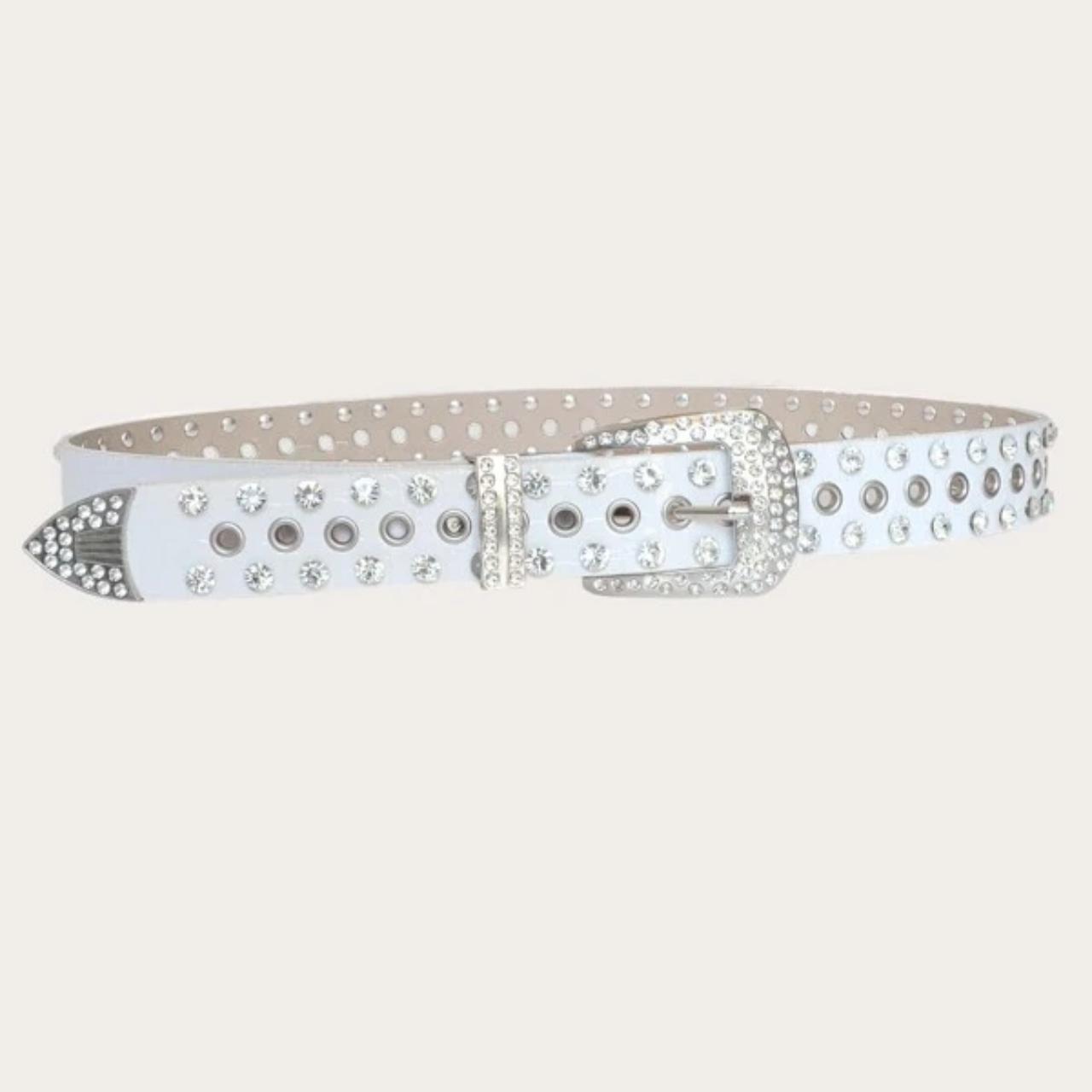 - White Y2K Rhinestone Belt Brand New Unpackaged! -... - Depop