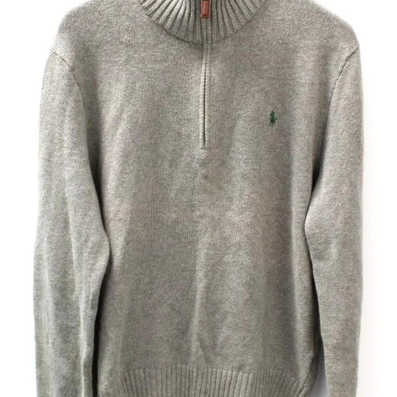 Ralph lauren polo grey 100% cotton knit pullover... - Depop