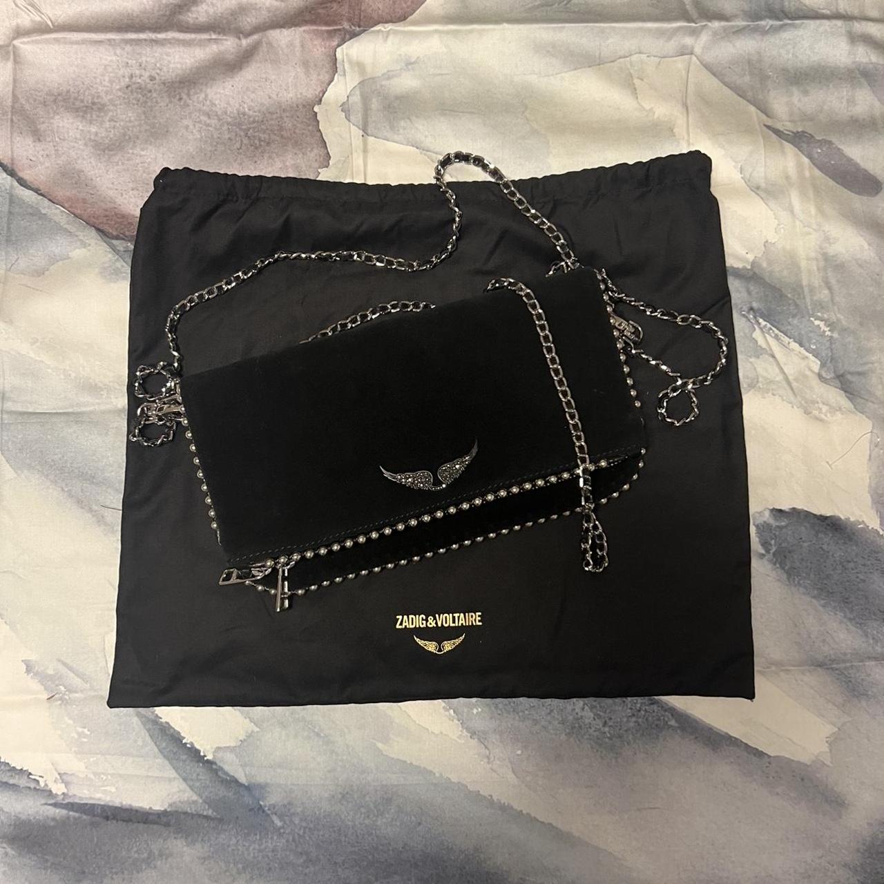 Zadig & Voltaire Women's Black and Silver Bag Depop