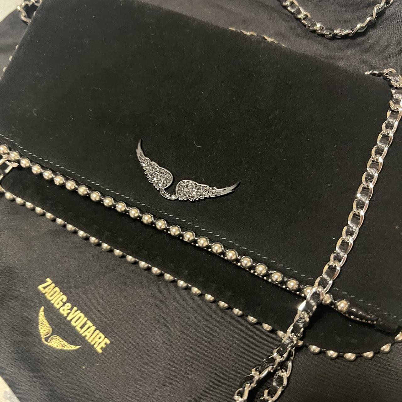 Zadig & Voltaire Women's Black and Silver Bag Depop