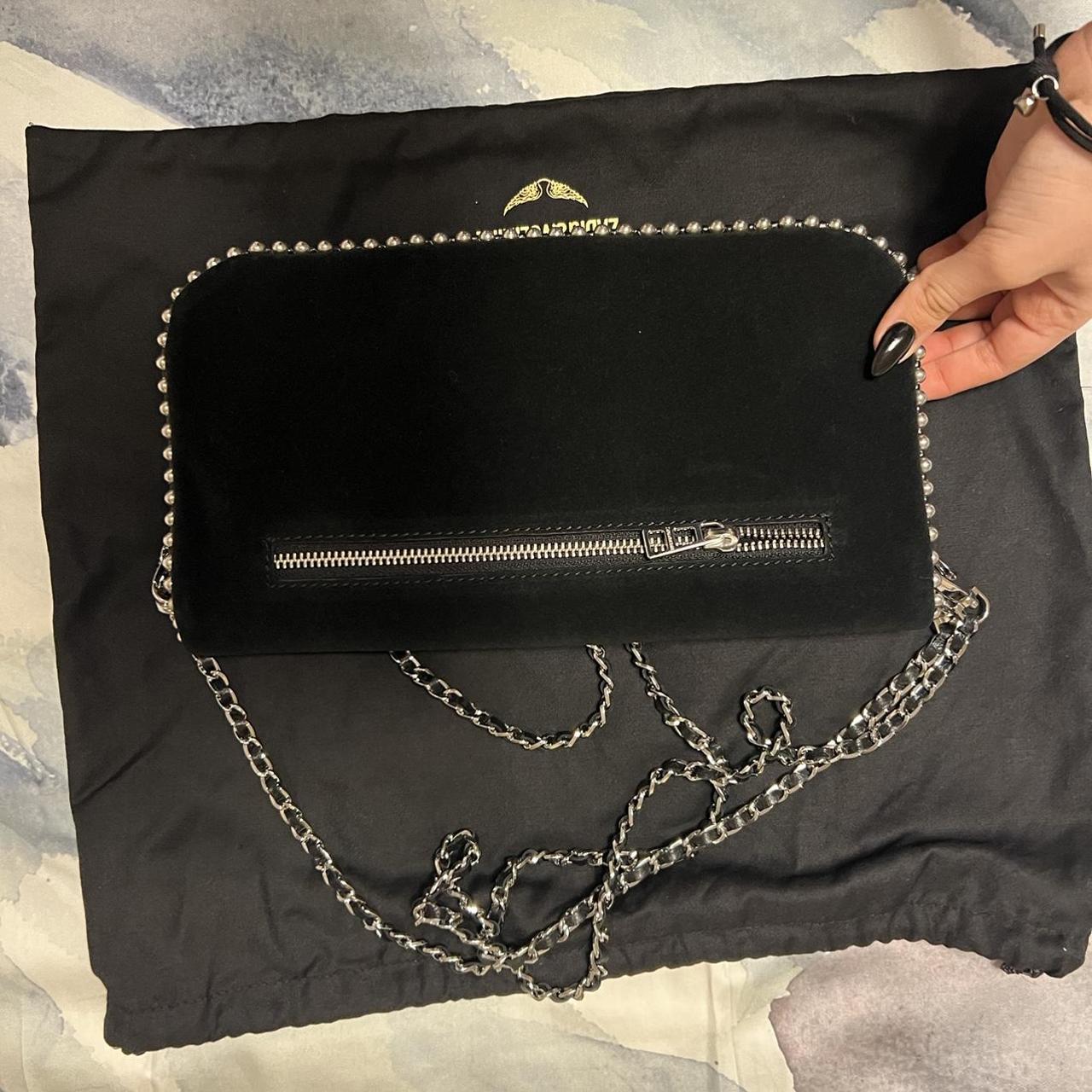 Zadig & Voltaire Women's Black and Silver Bag Depop