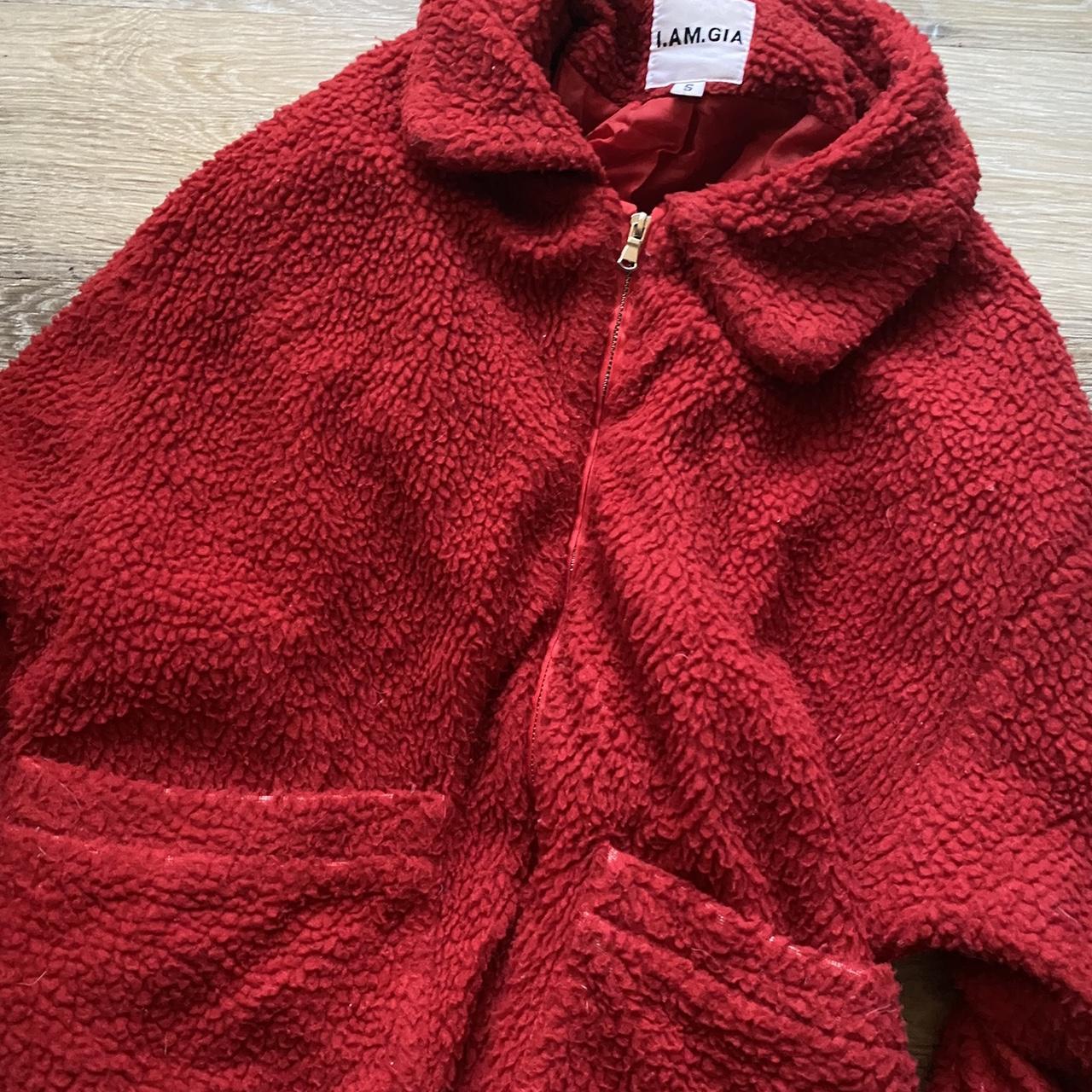 I.AM.GIA red teddy Sherpa jacket#N#Good condition... - Depop