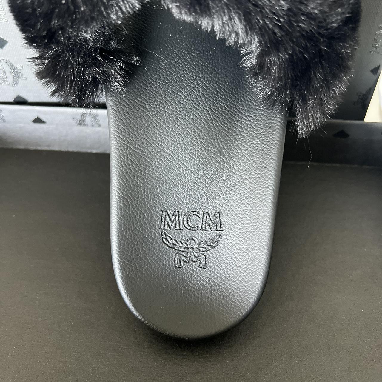 pink lv furry slippers, worn once excellent - Depop