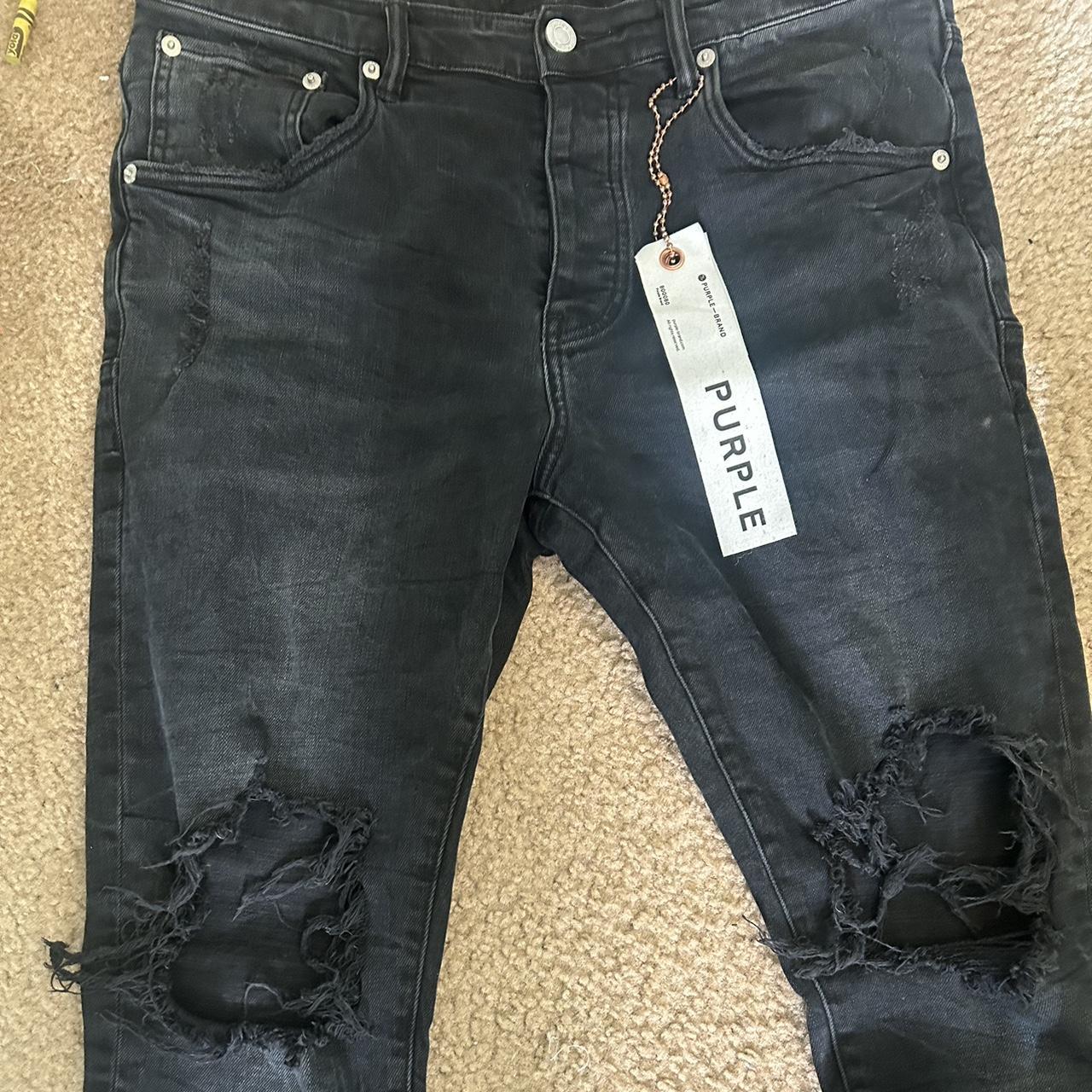 purple brand jeans 2 rips black size 32 negotiable - Depop