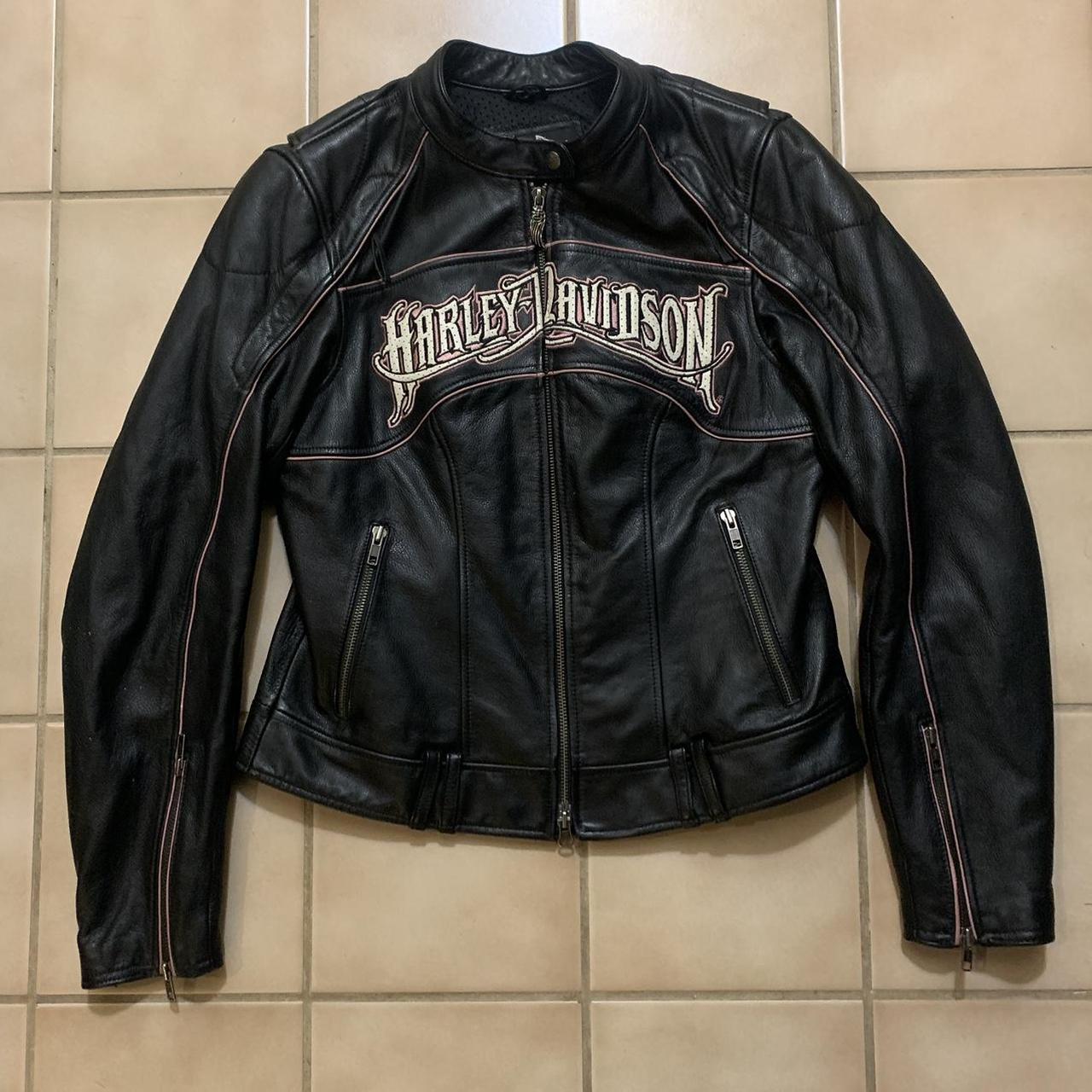 black and pink harley davidson jacket