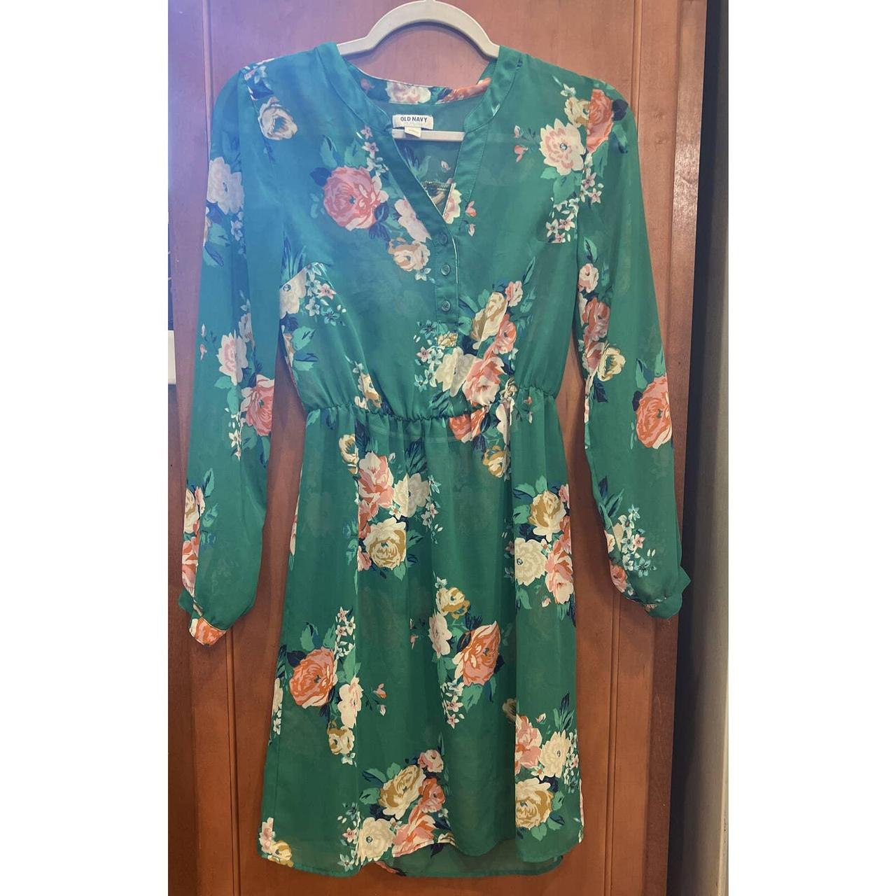 Old navy green floral 2025 dress