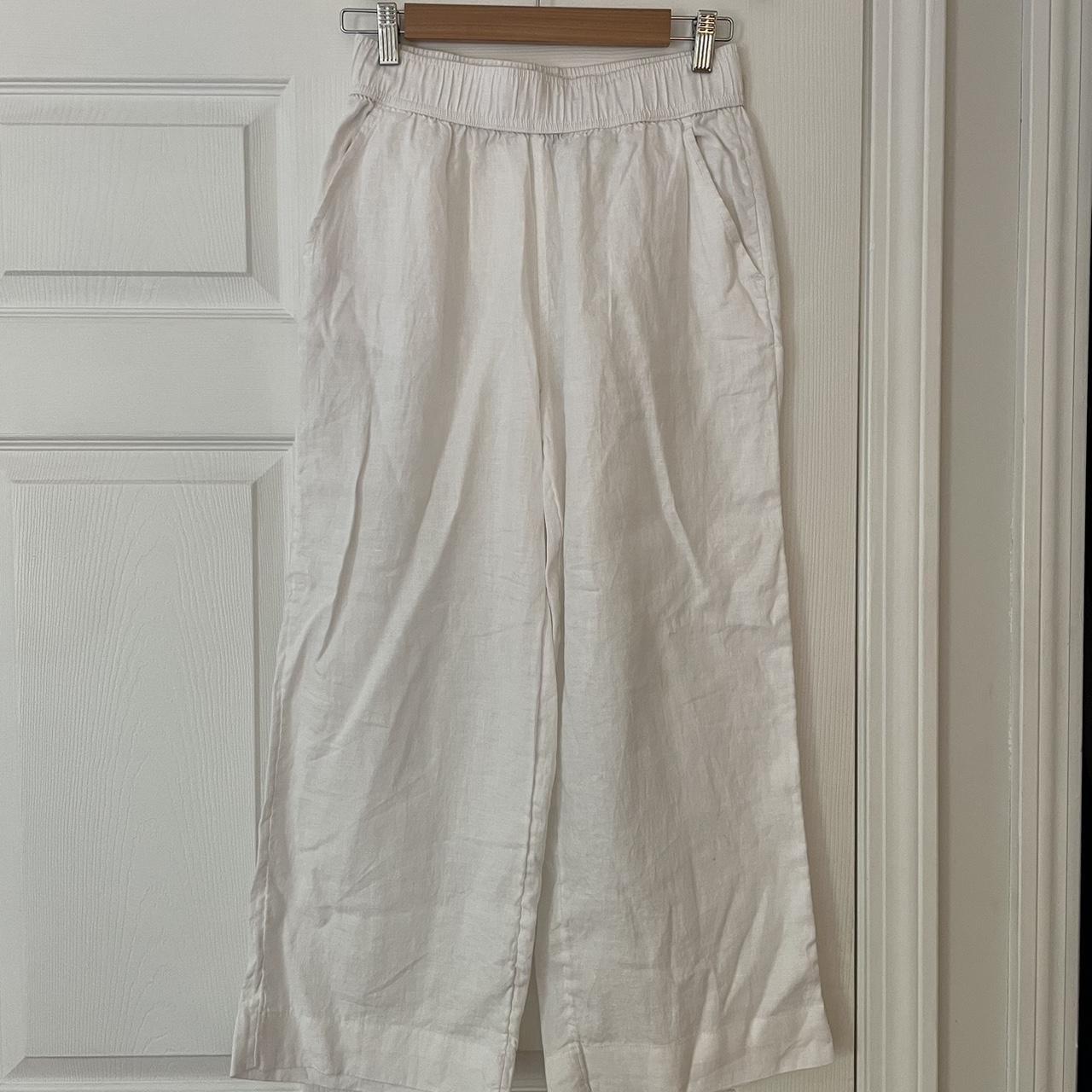 Tahari white linen pants. Size small, would fit 2-4.... - Depop