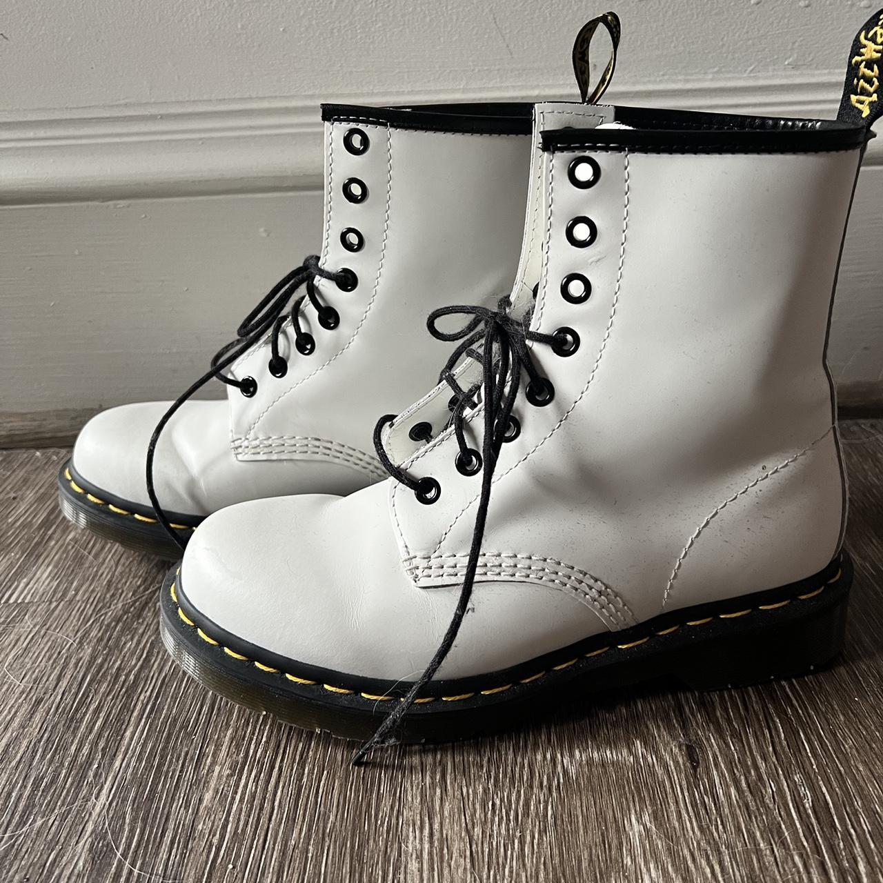 Men's White and Black Boots | Depop