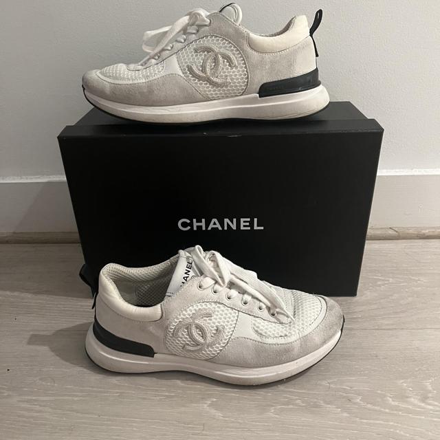 Chanel Sneaker Calfskin Mesh Lycra Suede Womens - Depop