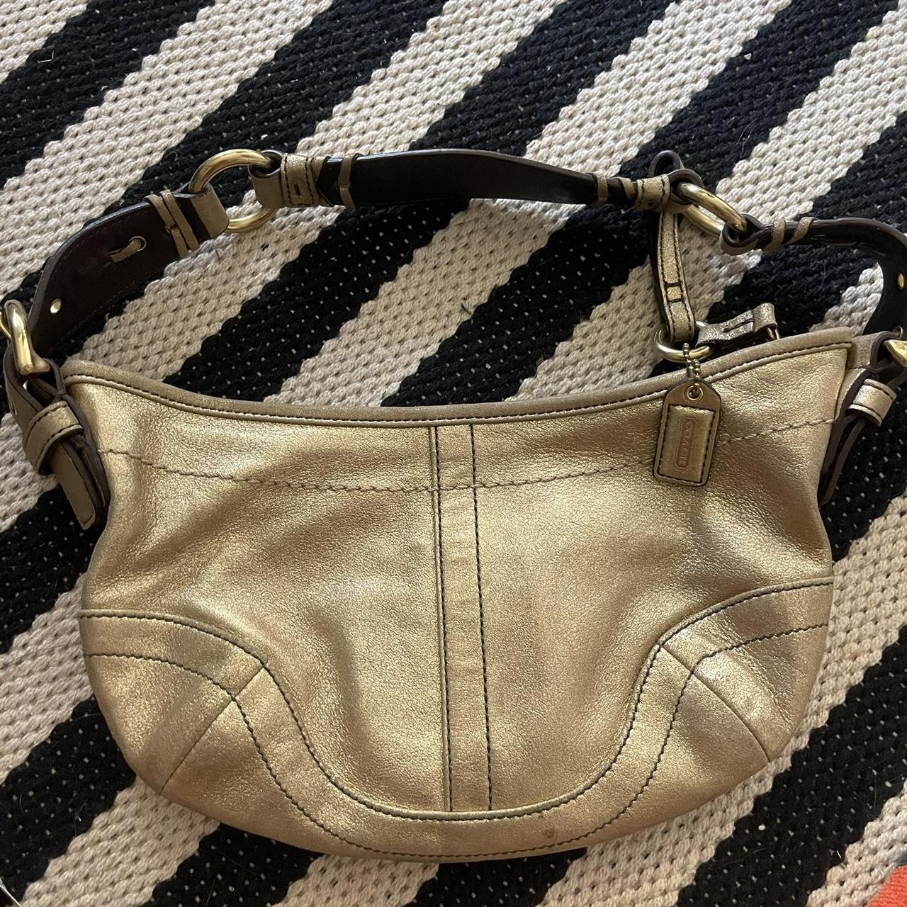 Early 2000s era gold shimmer Coach Mini Purse... - Depop