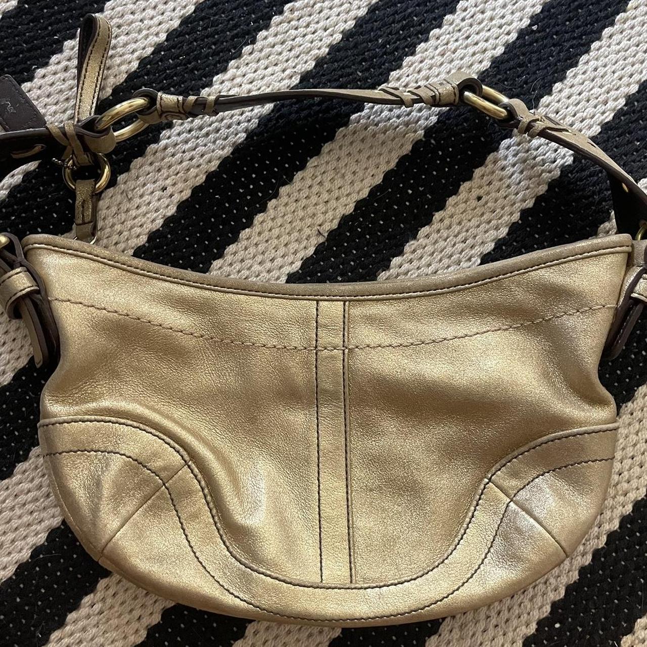 Early 2000s era gold shimmer Coach Mini Purse... - Depop