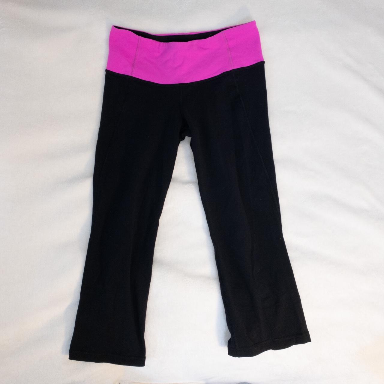 lululemon flare high-rise cropped black and hot pink