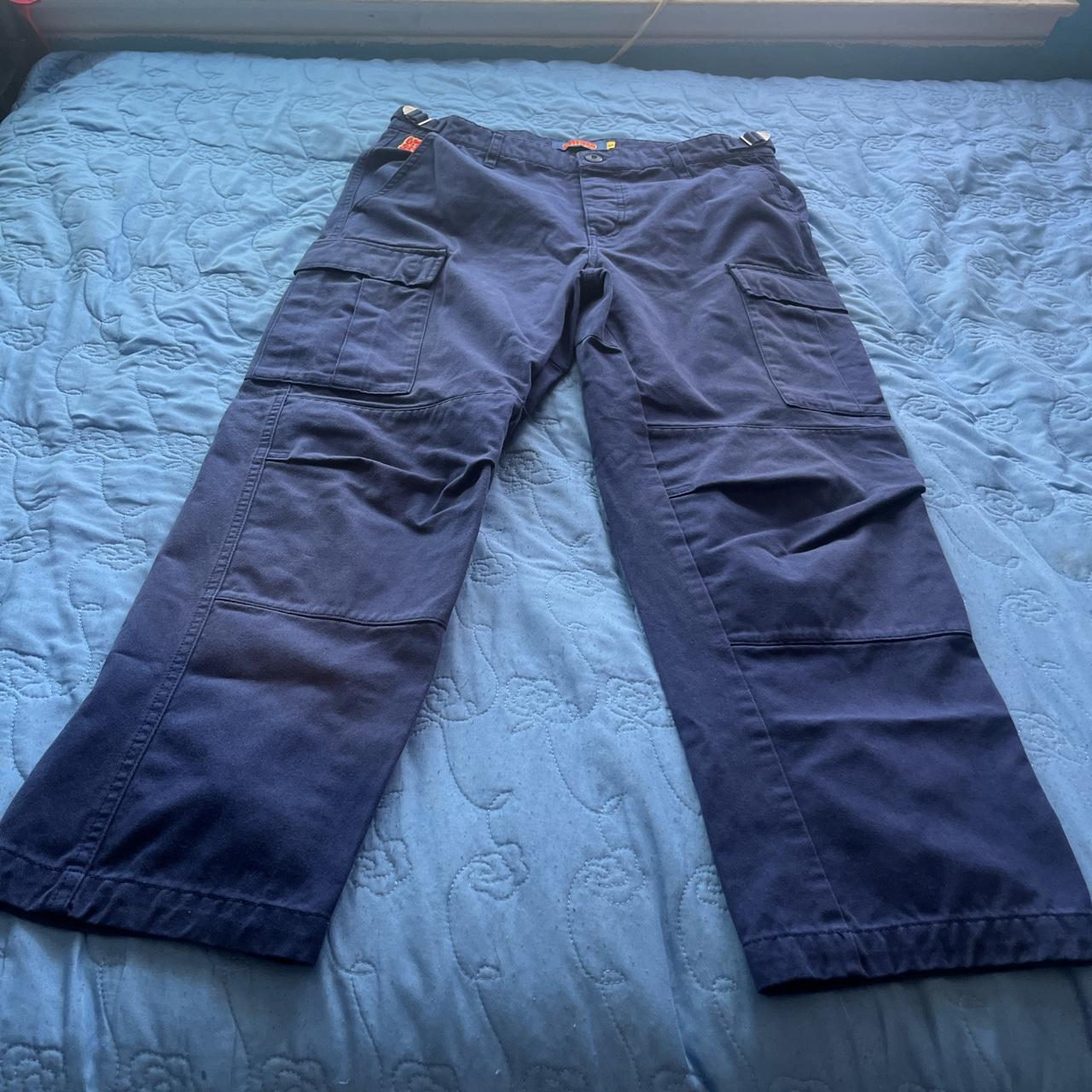 Empyre Men's Blue and Navy Trousers | Depop
