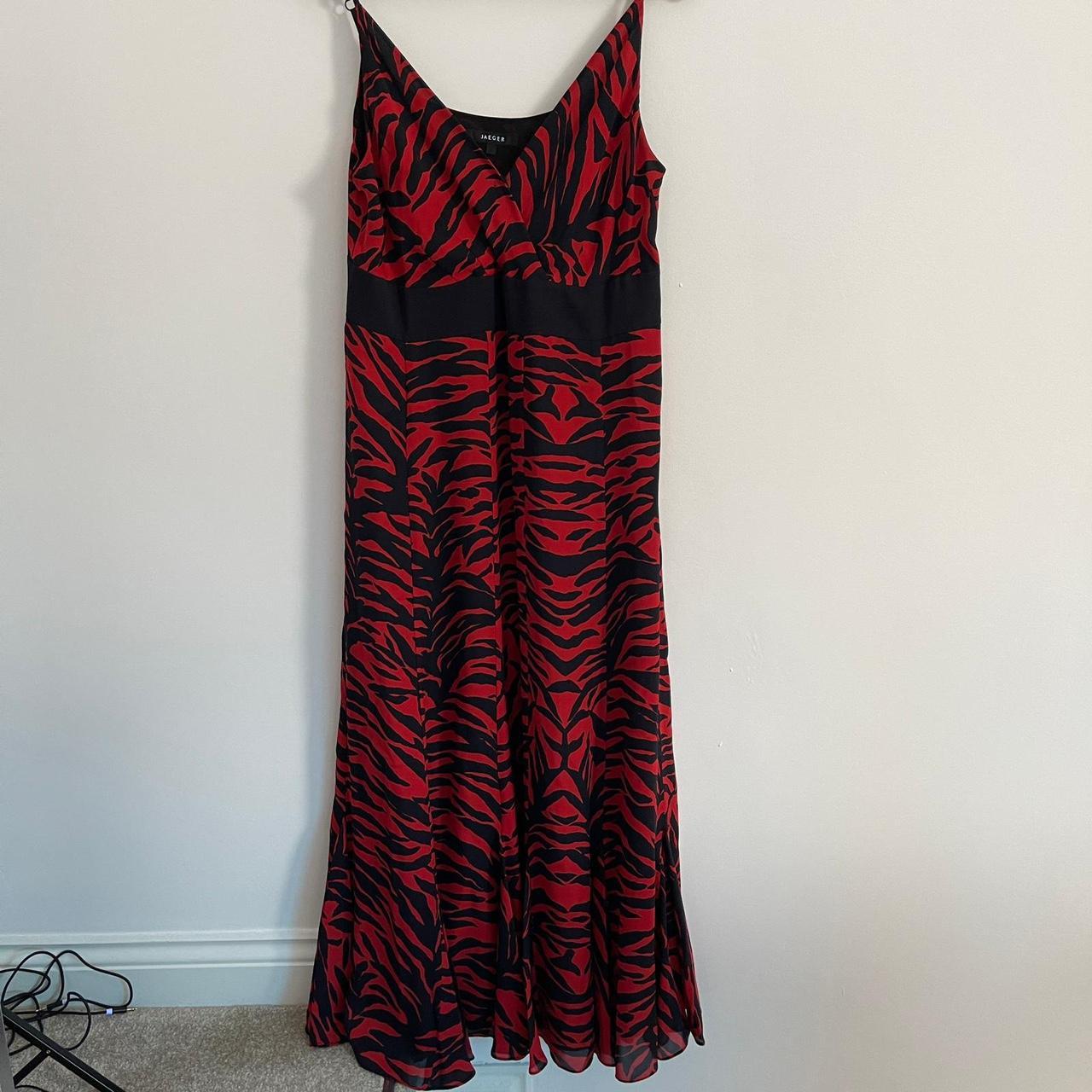 Jaeger Ladies 100 Silk V Neck Maxi Dress Zebra. Depop