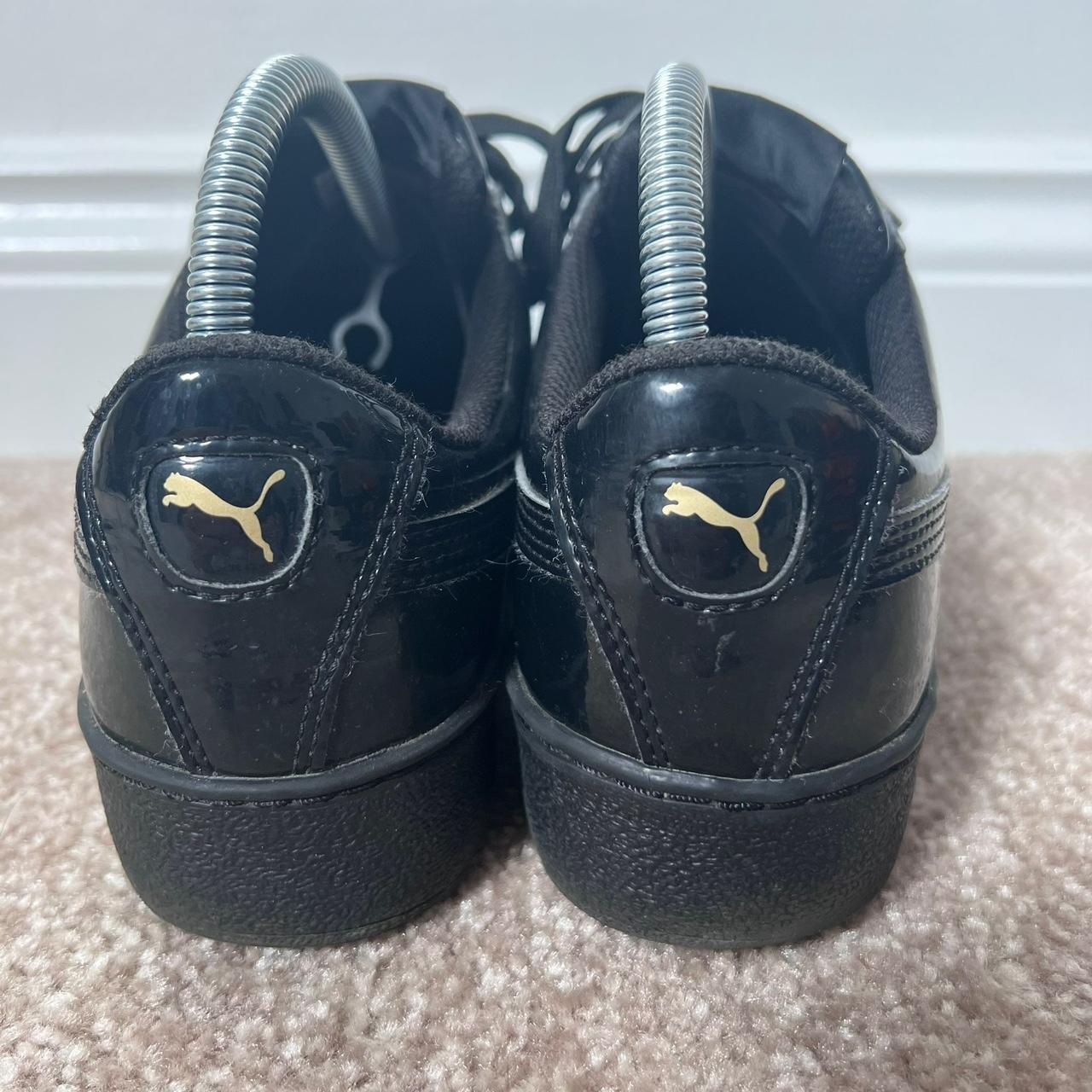 Puma Vikky platform patent leather trainers, black,... - Depop