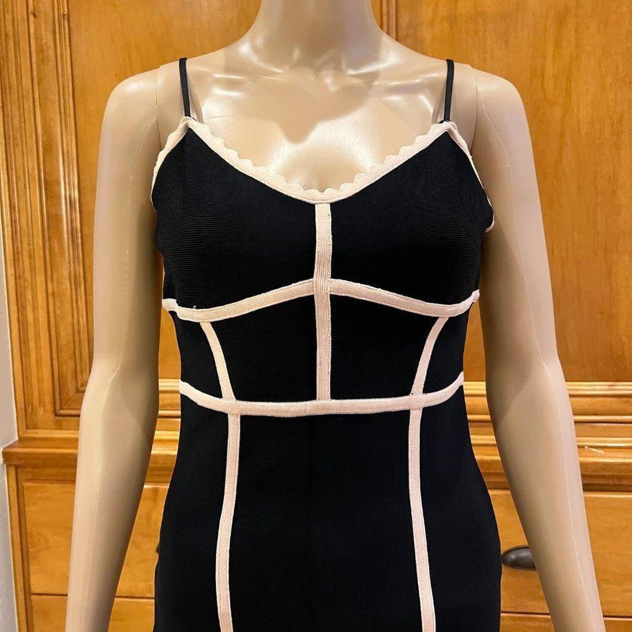 BCBGMaxazria Black and Cream Strappy Bodycon