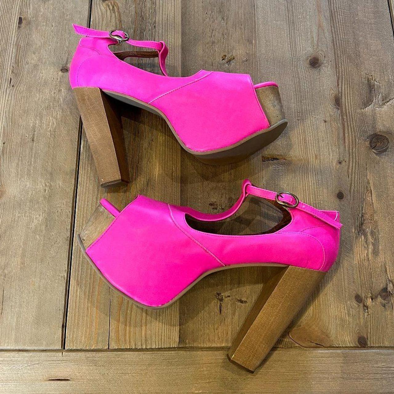 Jeffrey Campbell Foxy Leather Neon Pink... - Depop