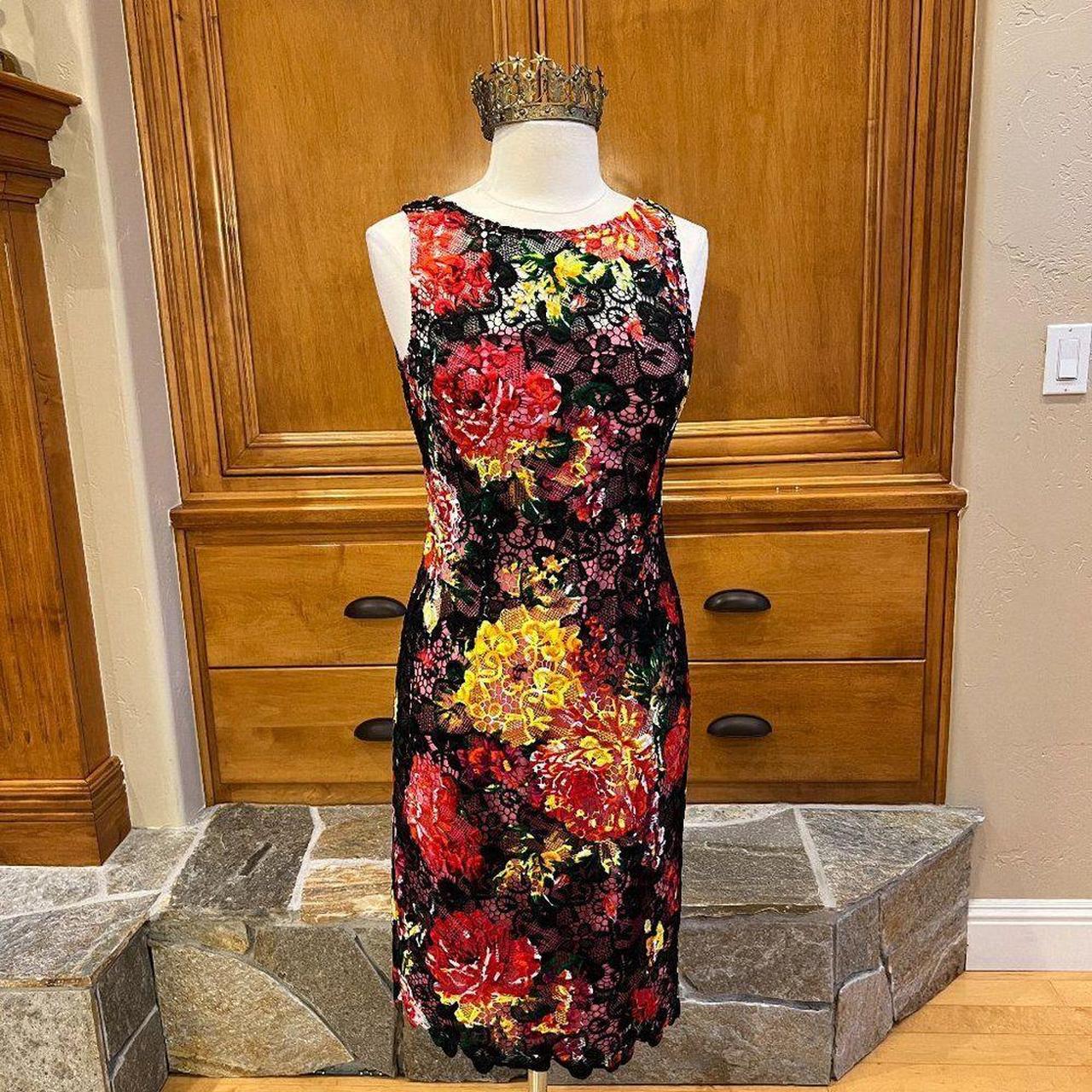 Adriana Papell Black Floral Sleeveless Fully Depop