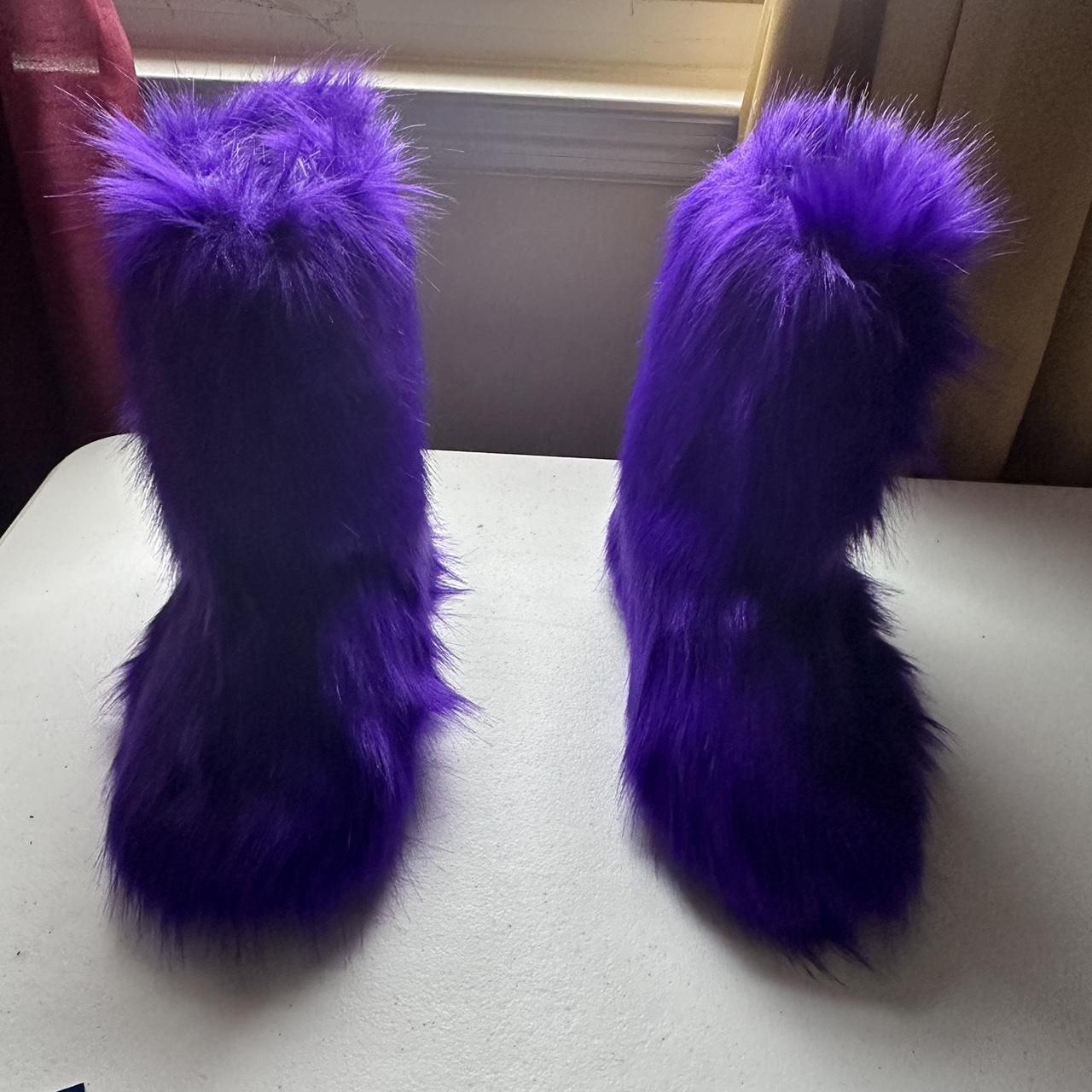 purple furry boots
