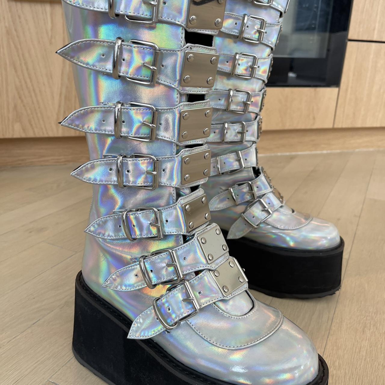 silver platform boots