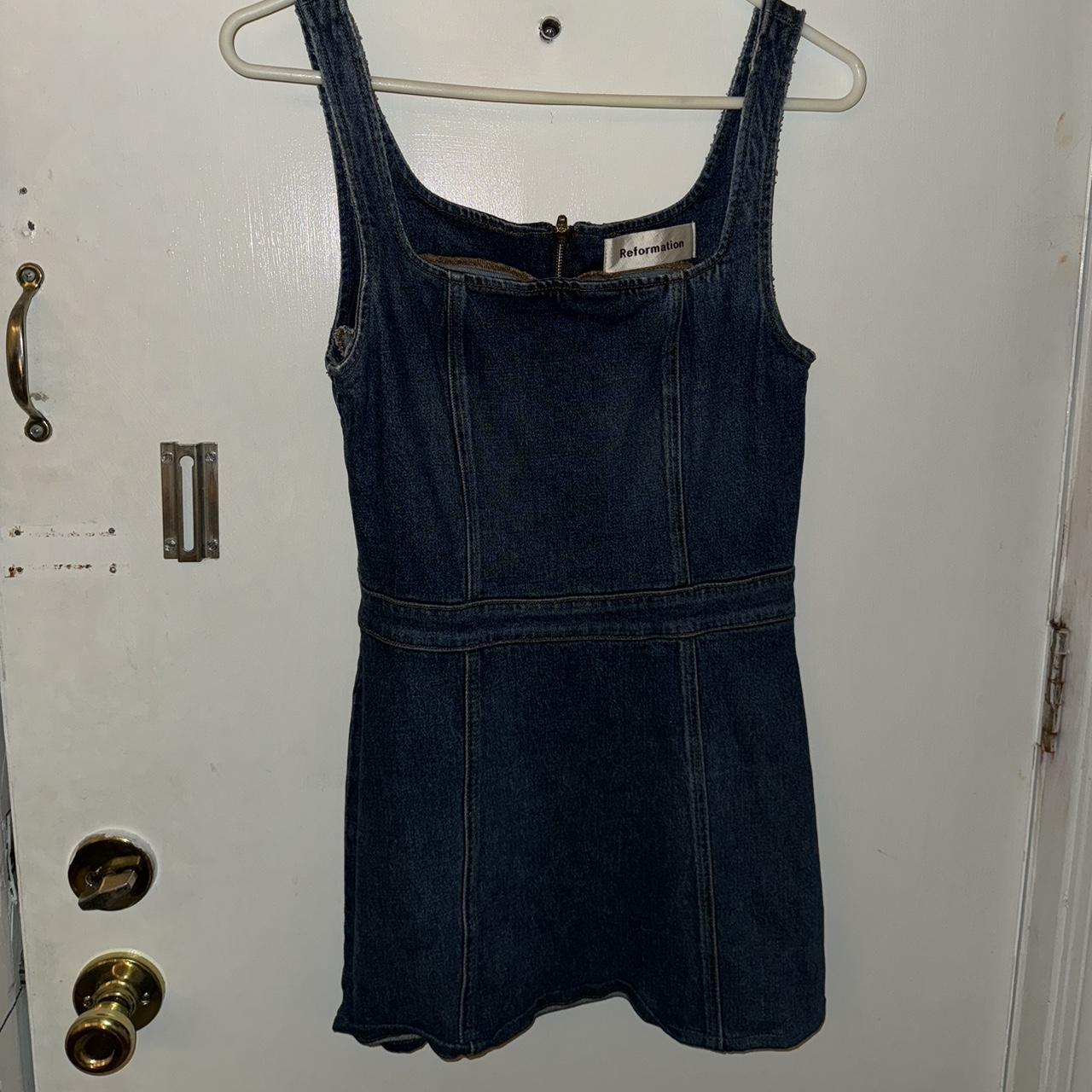 Sexy short Reformation denim dress. Okay y'all, this... - Depop