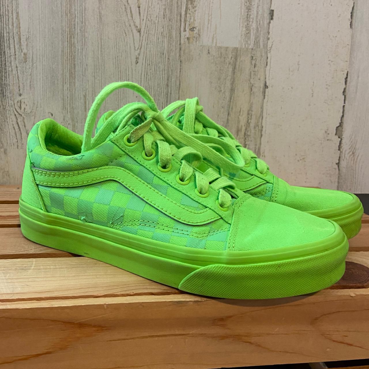 VANS Women s Size 6.5 Neon Green Checkboard Old. Depop