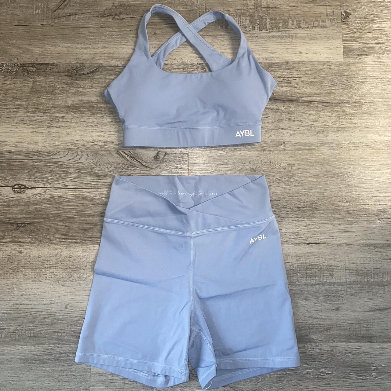 ABYL baby blue workout set. Each piece was about 25... Depop