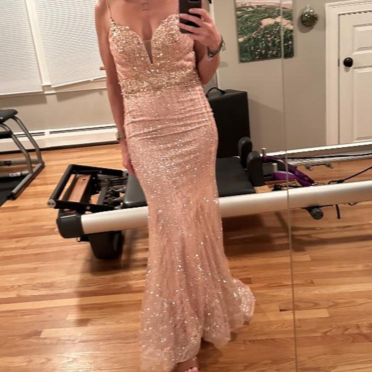 Rose gold and 2025 white prom dress