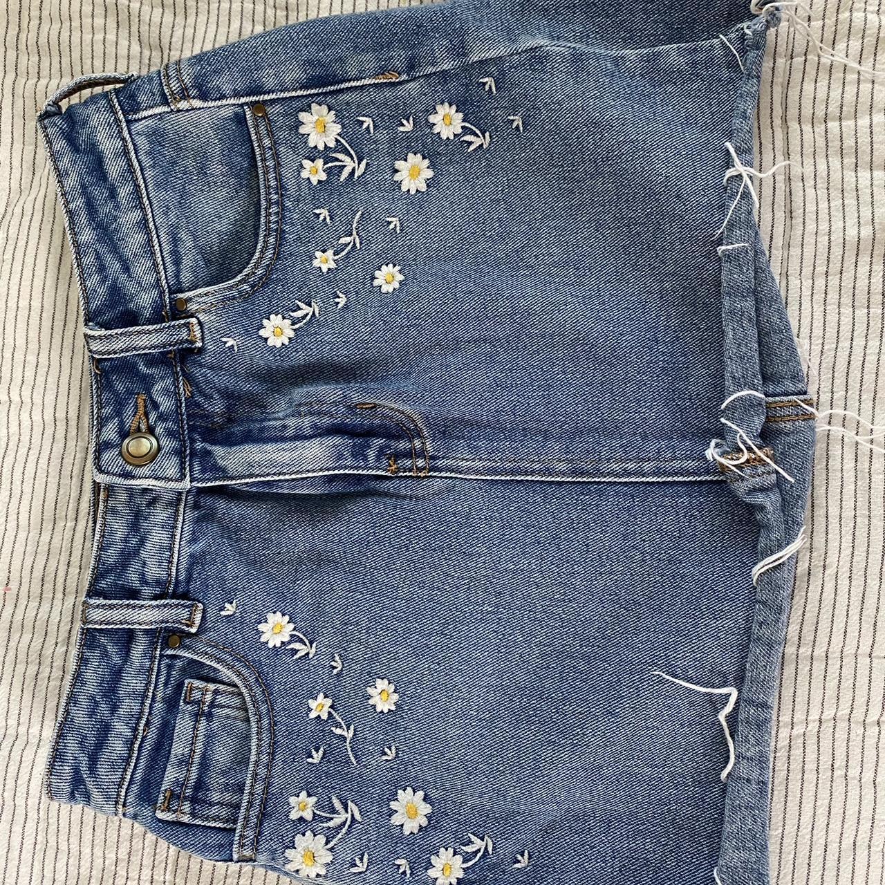 Lottie moss mini skirt Cute flower stitching Denim... - Depop