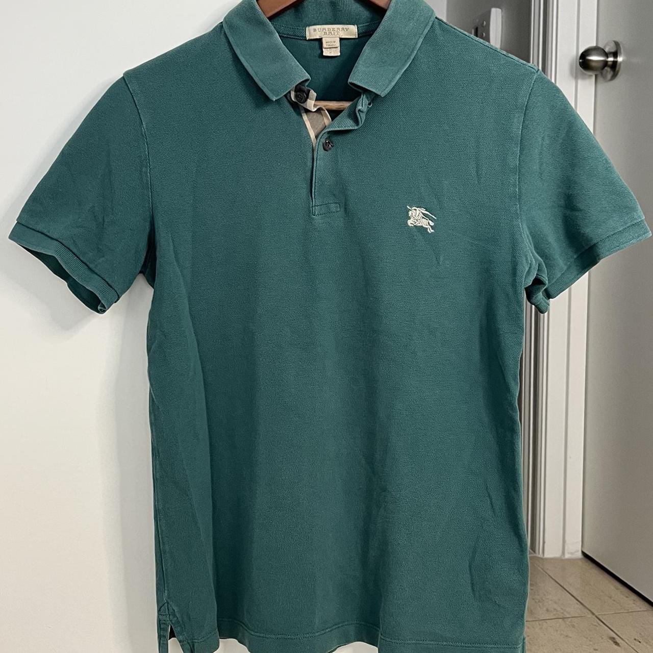 Burberry Brit Men's Green and Cream Polo-shirts | Depop