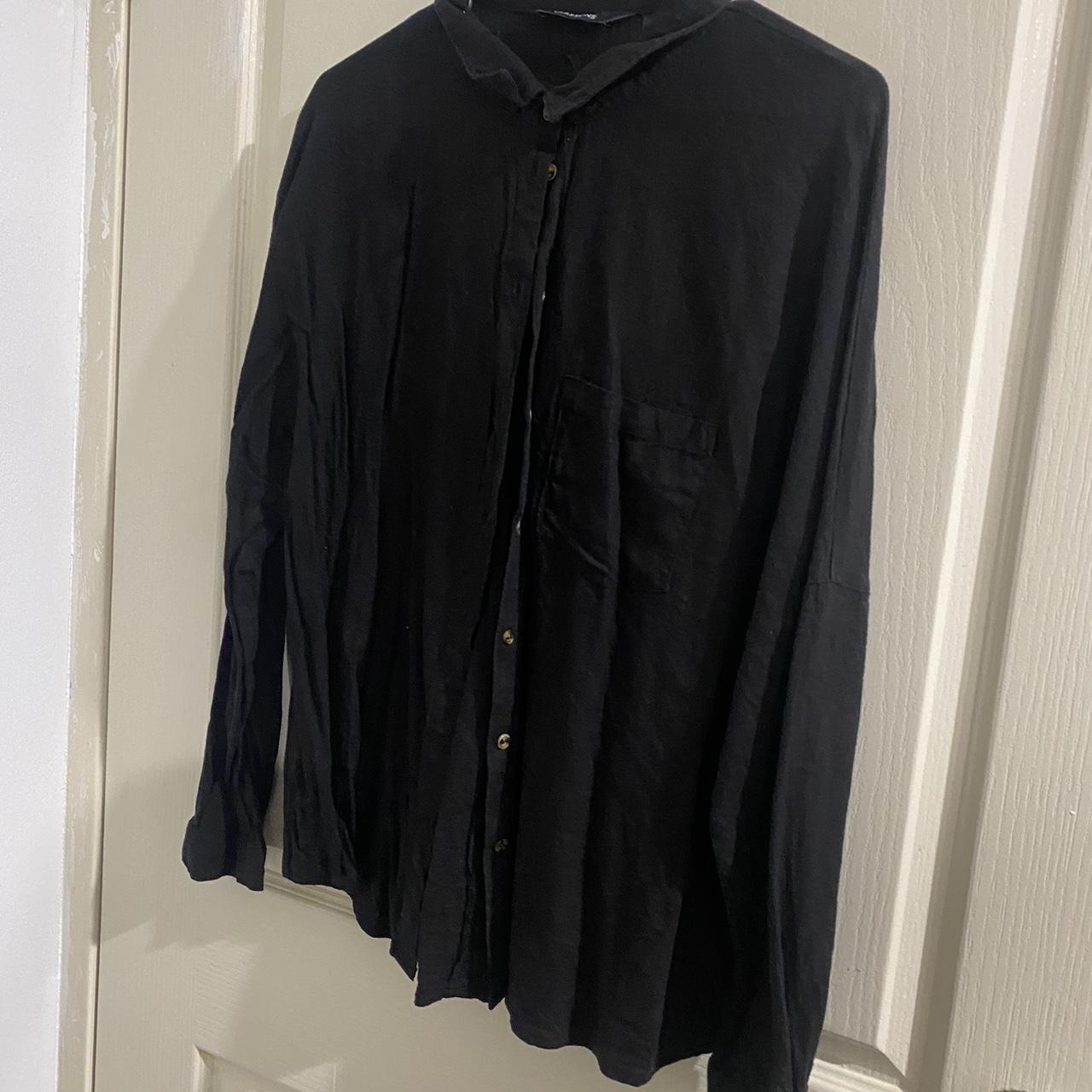 Glassons Linen Button Up Shirt Black Size Medium - Depop