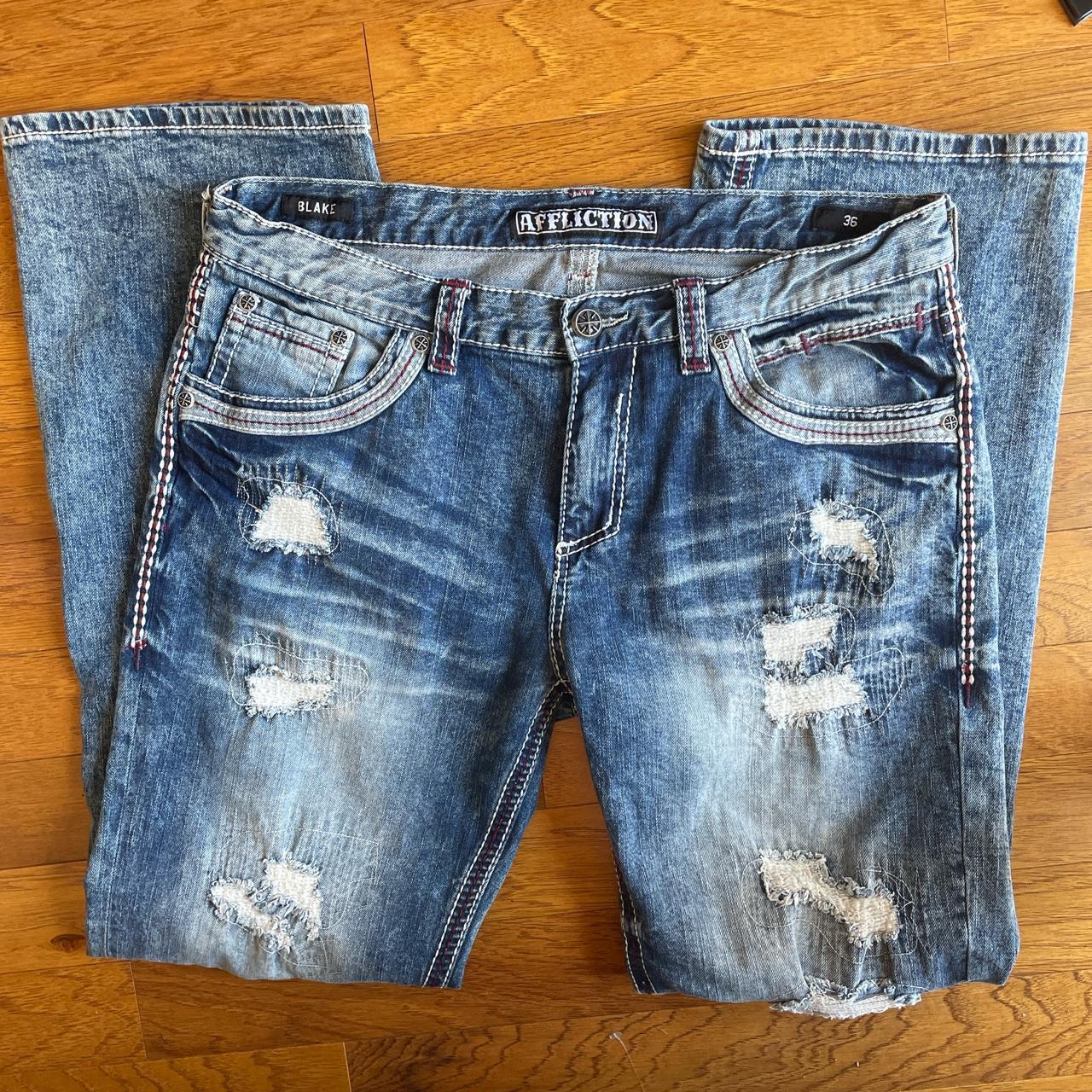 DISTRESSED AFFLICTION BLAKE JEANS SIZE 36 Sick asf... - Depop