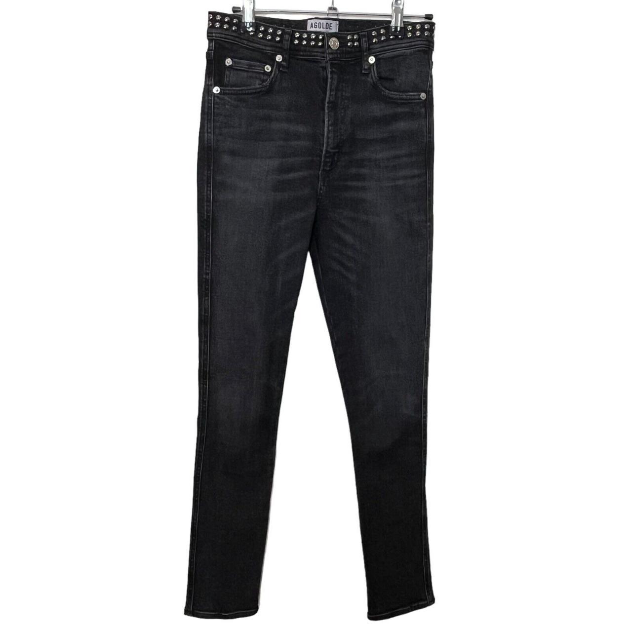 AGOLDE Roxanne Super High Rise Black Denim Jeans in