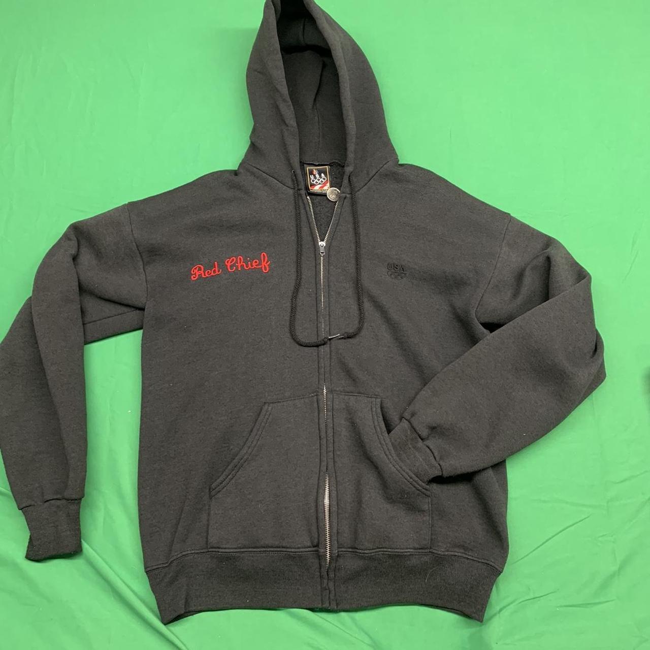 JCPenney Men's Black and Red Hoodie Depop