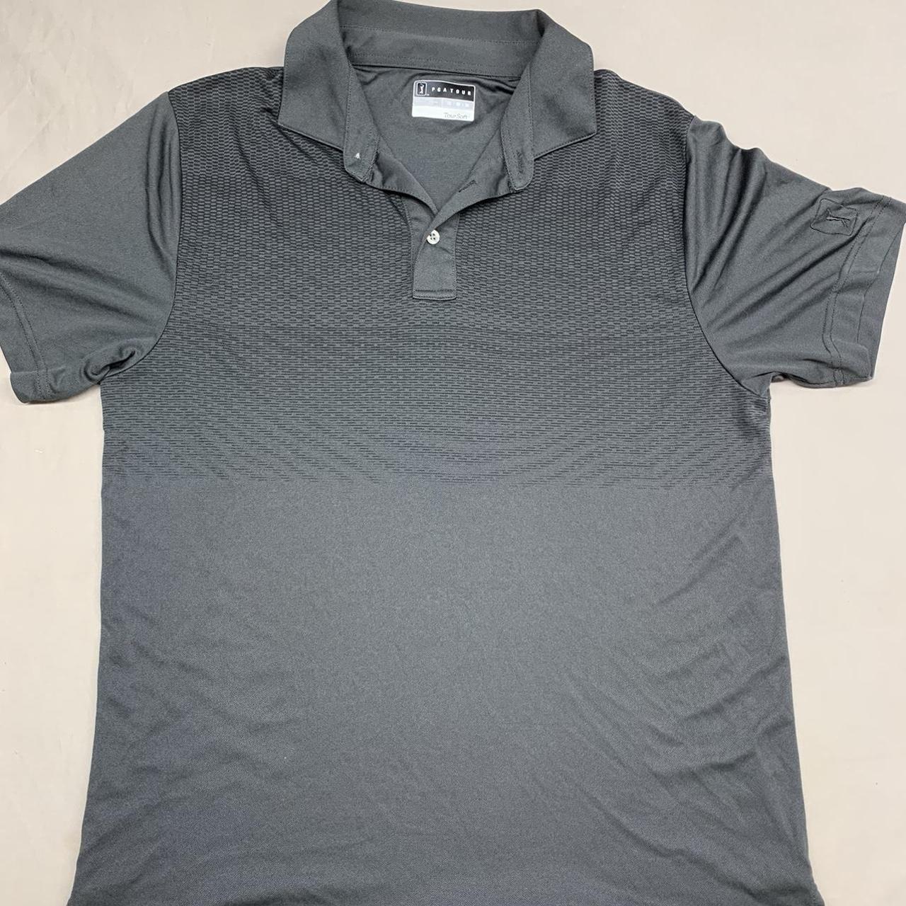 PGA Tour Men S Grey And Black Polo Shirts Depop