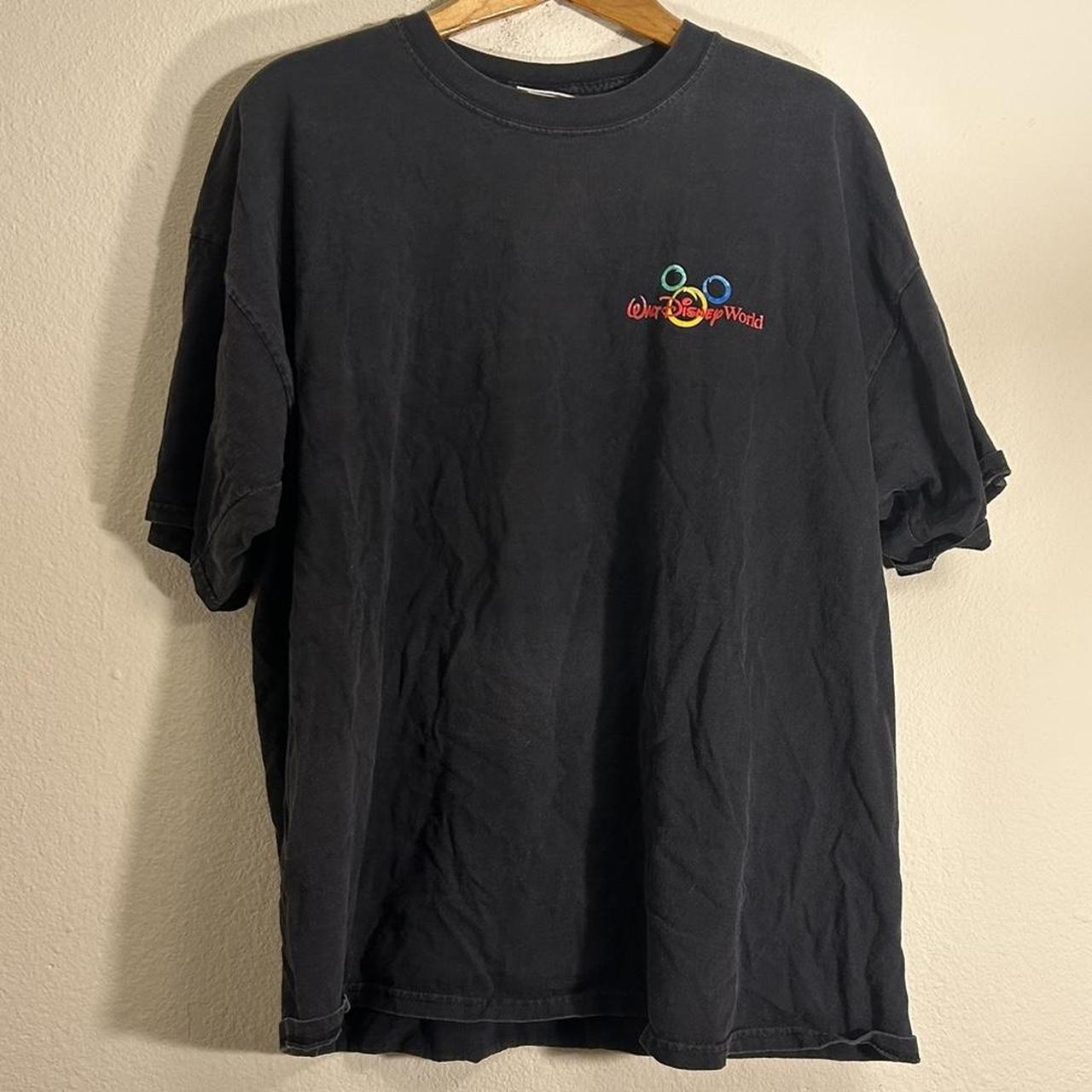 90s Walt Disney World Black Faded T Length- 28... - Depop