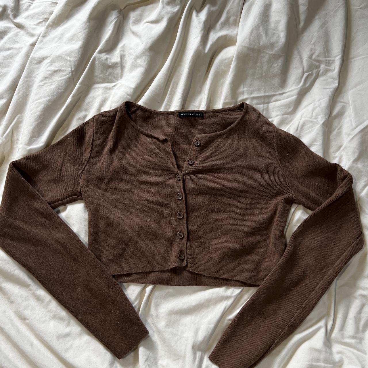 brandy melville brown athelia cardigan Depop