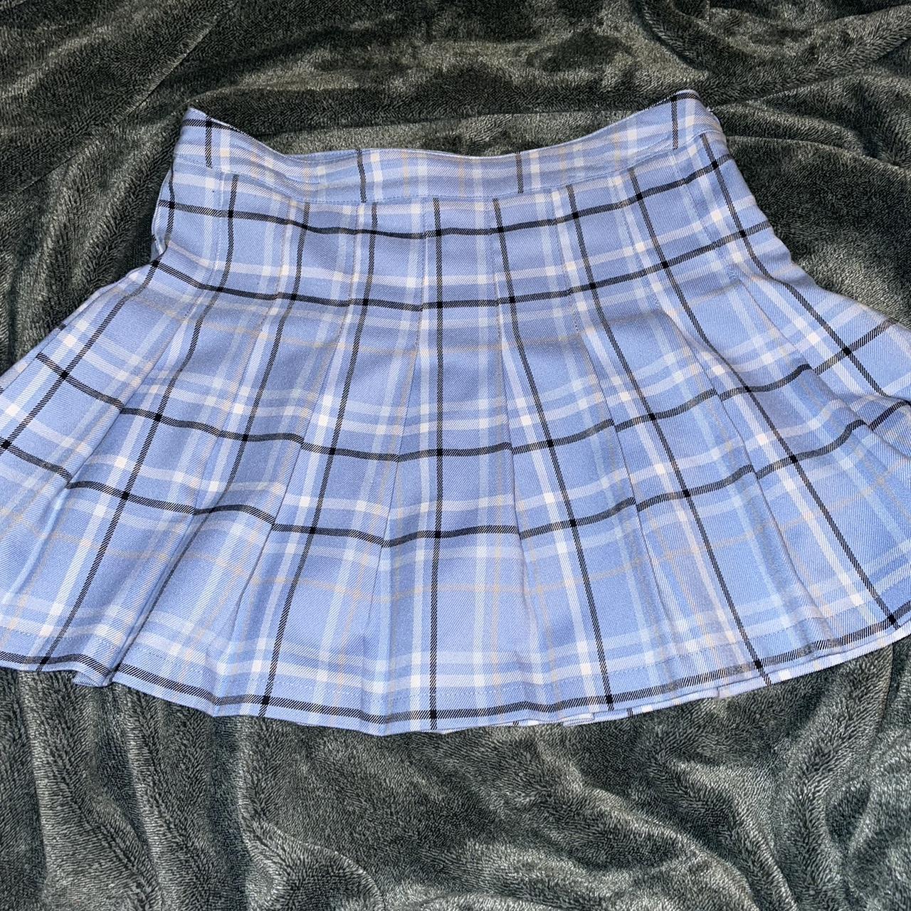 Light blue plaid midi clearance skirt