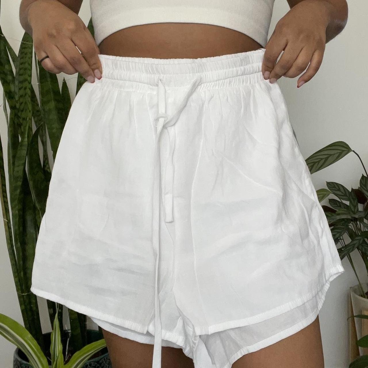 White Linen Shorts. Brand New. Thin material. Size... - Depop