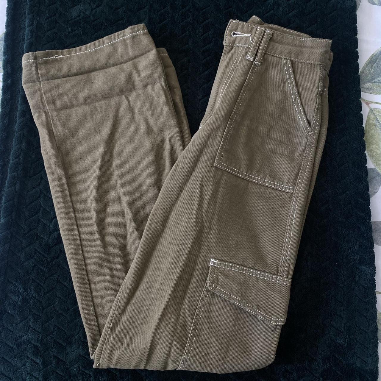 SHEIN Women's Green and Khaki Trousers | Depop