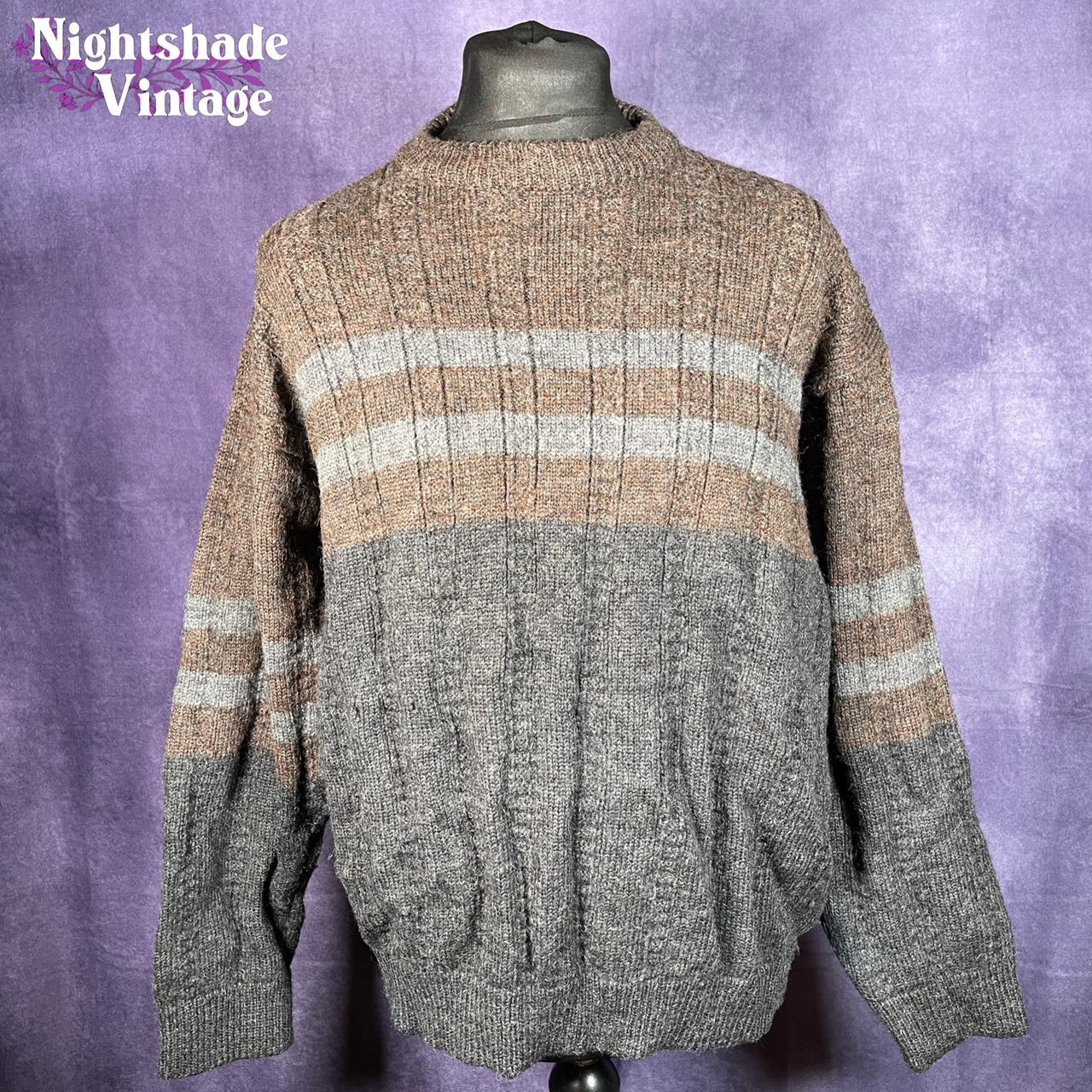 Men's Grey and Brown Jumper Depop