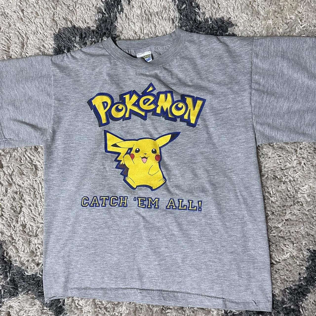 VTG 1999 Pokémon Pikachu #25 Shirt Grey Men’s Small... - Depop