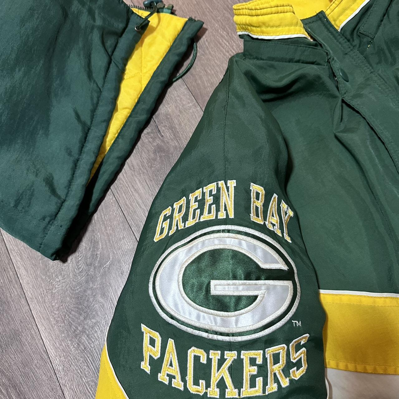 Vintage Starter Green Bay Packers Jacket With Hood... - Depop