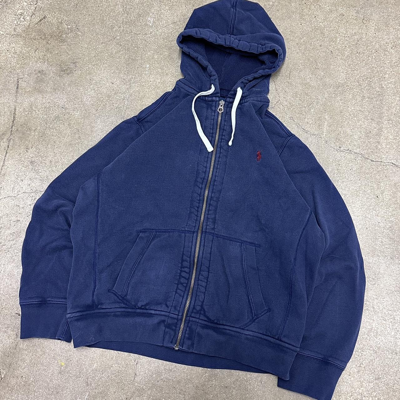 Vintage Polo Ralph Lauren Navy Zip Up Hoodie Size - Depop