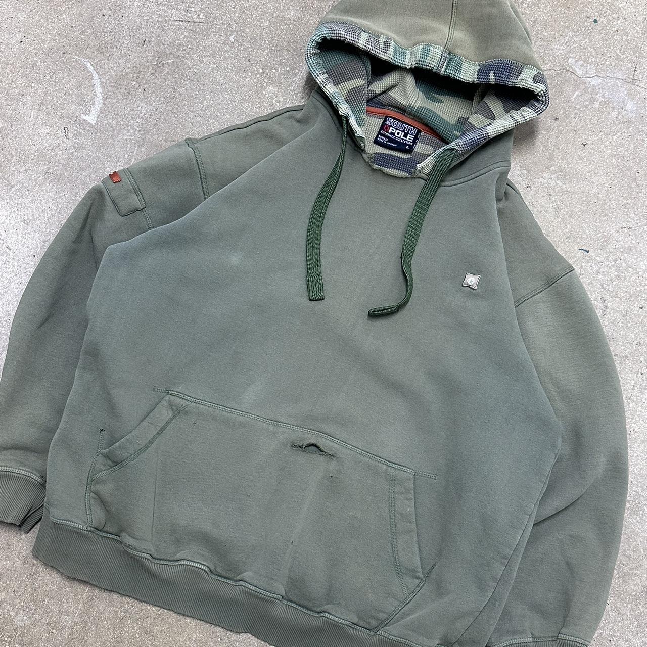 Vintage Y2K Southpole Faded Green Camo Hoodie Large... - Depop