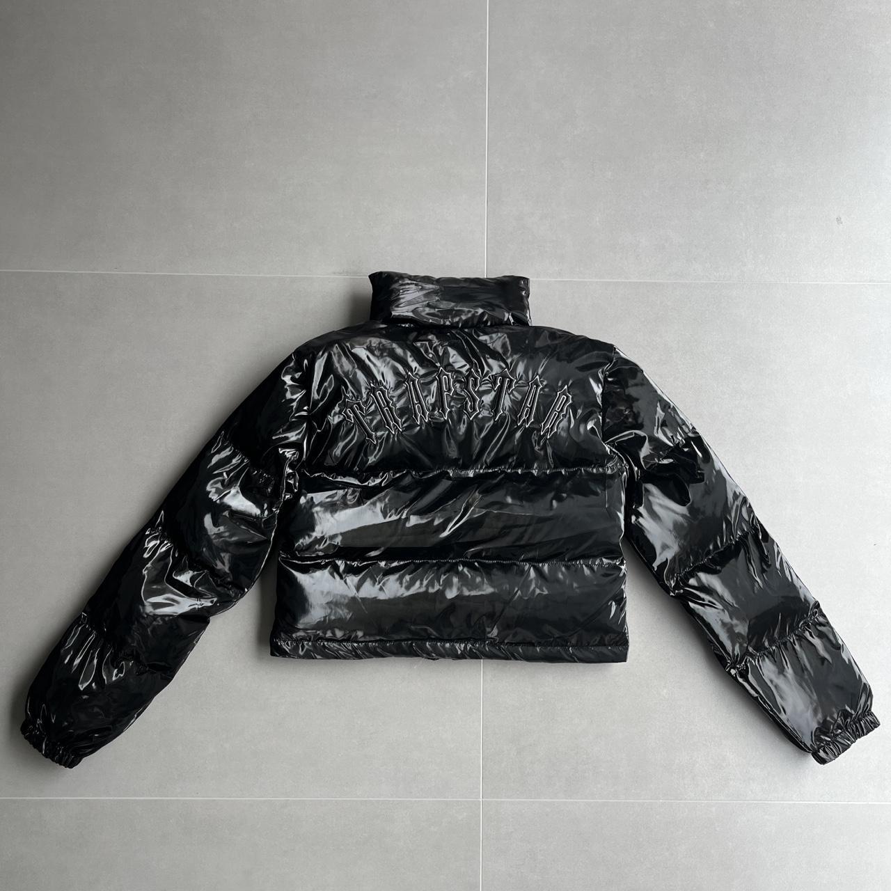 Trapstar Women’s Glossy Black Puffer Jacket Depop