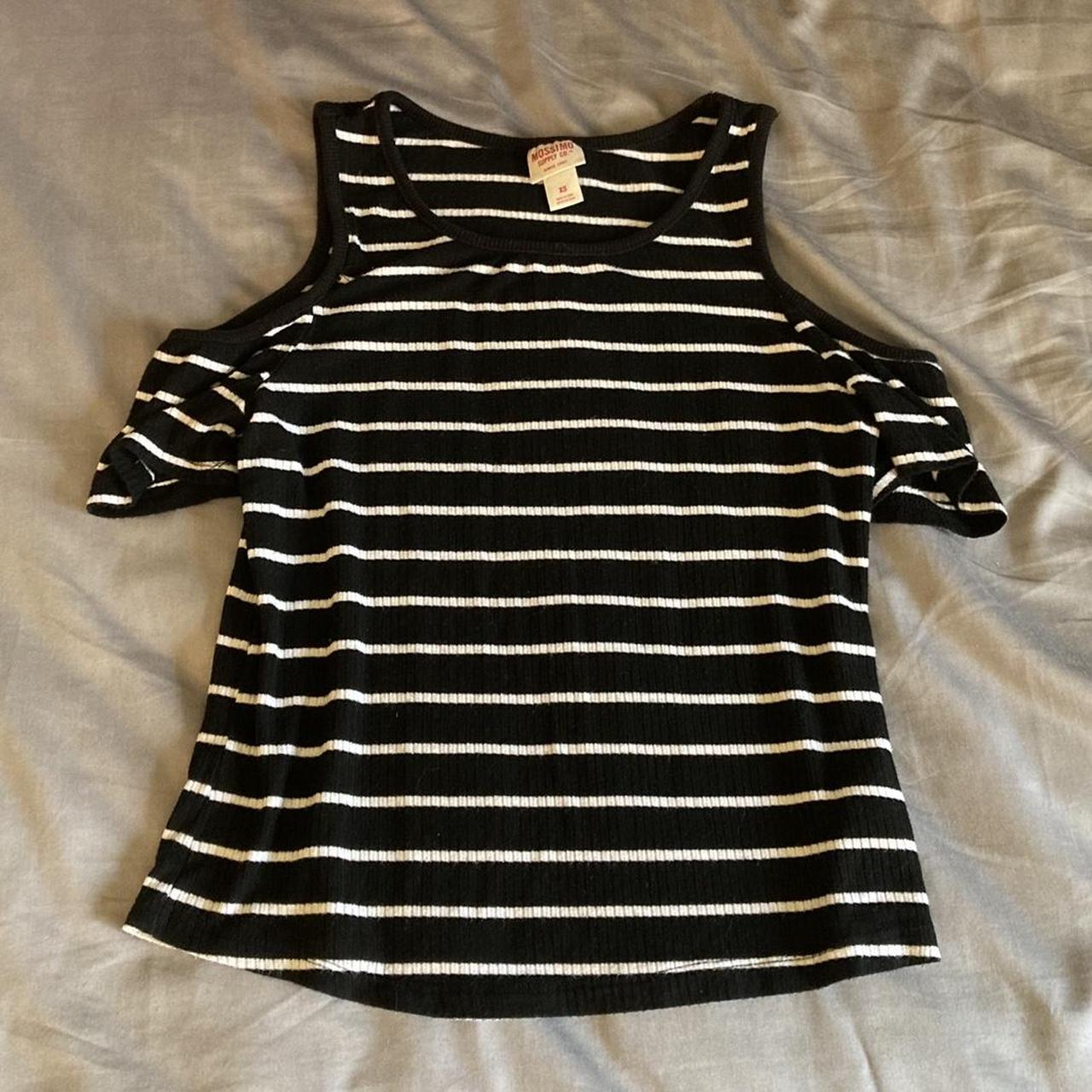 Black and white striped off-shoulder shirt! This... - Depop