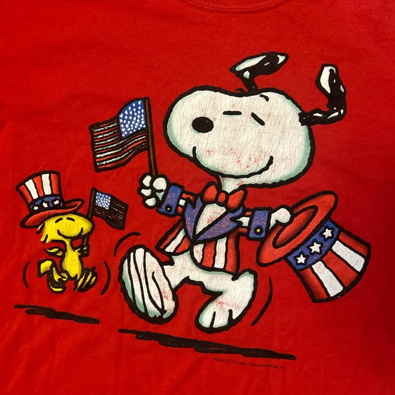 Mens Vintage Y2K Peanuts x Snoopy USA Graphic Tee... - Depop