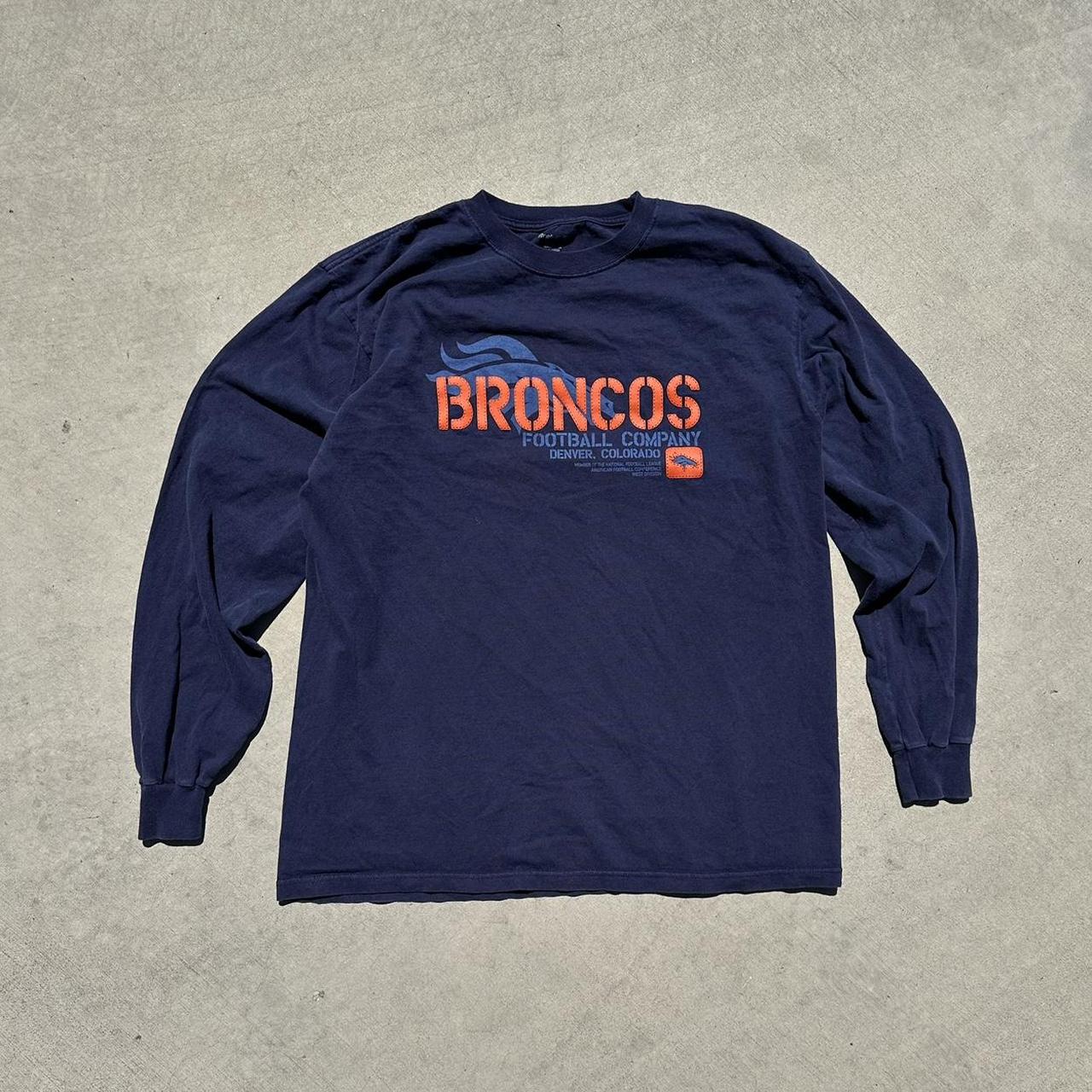 Vintage Navy Denver Broncos NFL Crew Neck Sweatshirt Adult Size Large